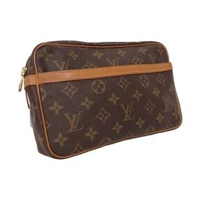 Louis Vuitton Compigne Shoulder Bag Clutch Pouch Monogram Brown